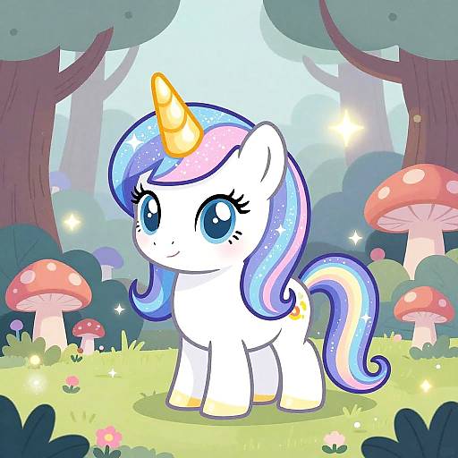 Chibi Unicorn in Fairy Tale Forest
