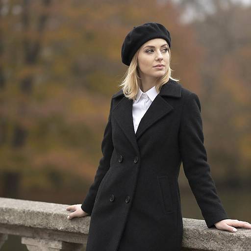 Blonde in Beret on Stone Bridge