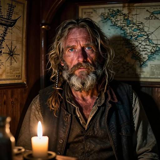 Wistful Sea Captain Candlelit Portrait