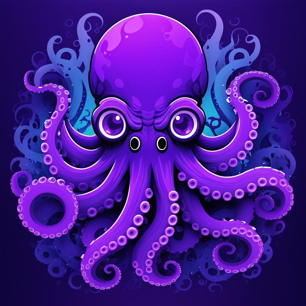 Chaotic Purple Badass Octopus Art