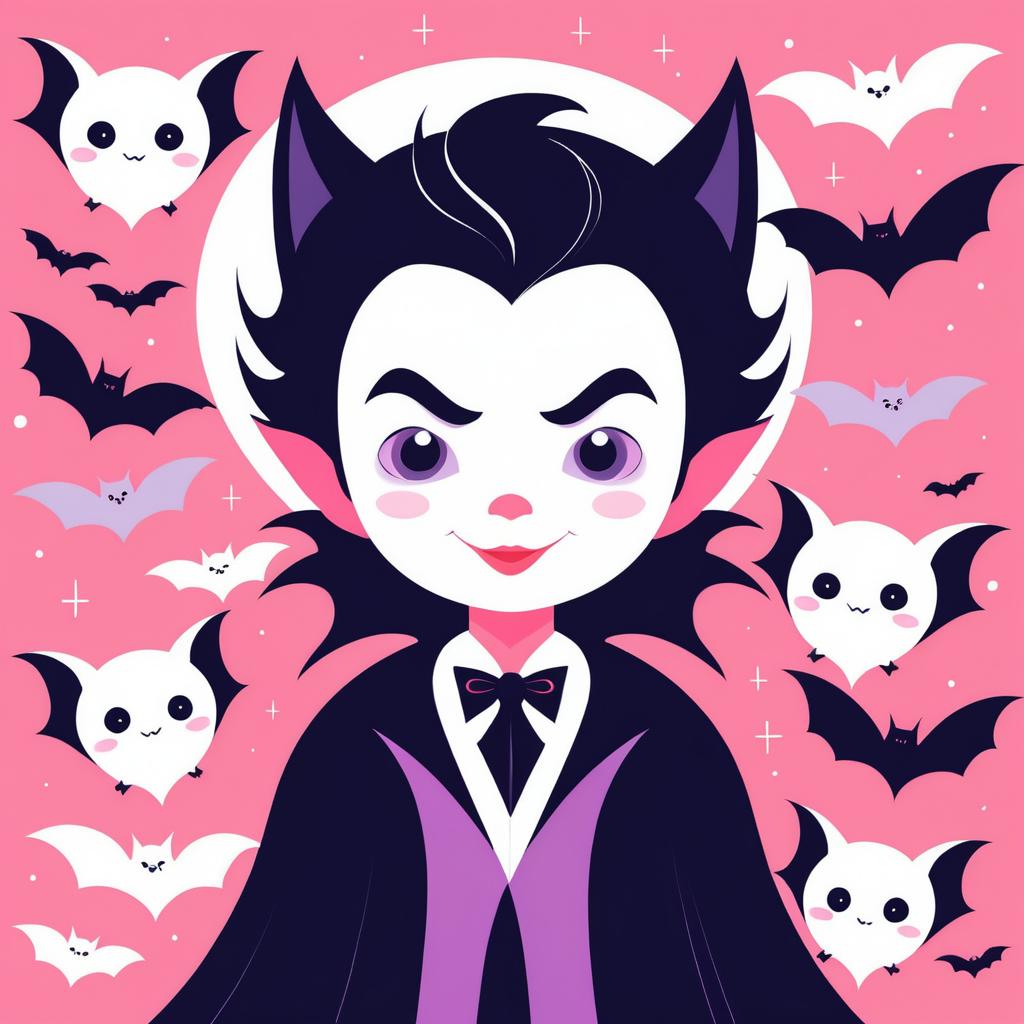 Cheerful Kawaii Vampire in Pastel Colors