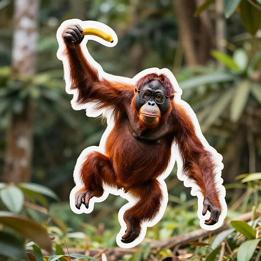 Orangutan Sticker Catching Banana