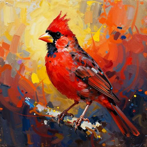 Abstract Red Canary Expressionism