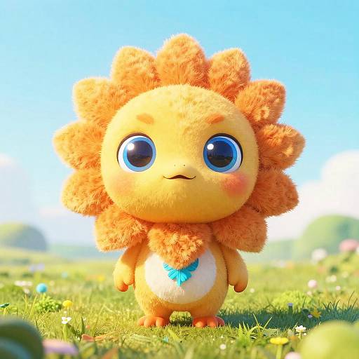 Whimsical Cartoon Sunflower Creature