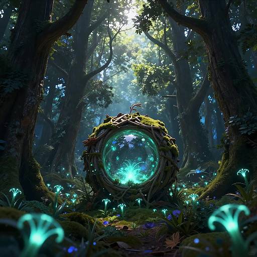 Mystical Forest with Glowing Grobol