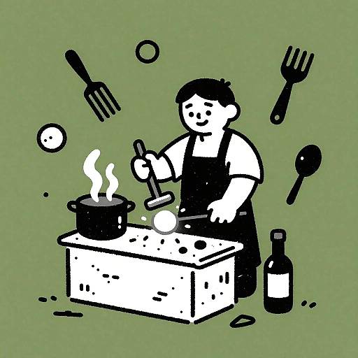 Whimsical Blacksmith in Ink Stippling