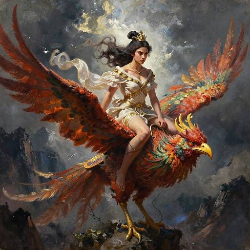 Valiant Princess Riding Giant Phoenix