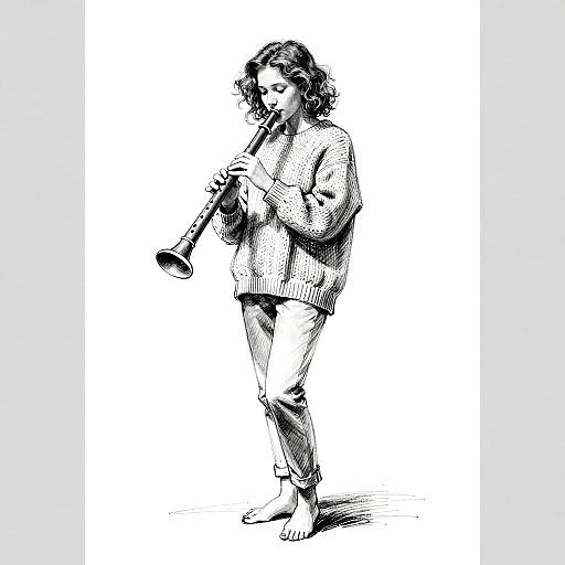 Pastel Study of Woman with Recorder