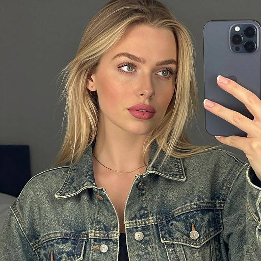 Selfie of a Stylish Blonde Woman