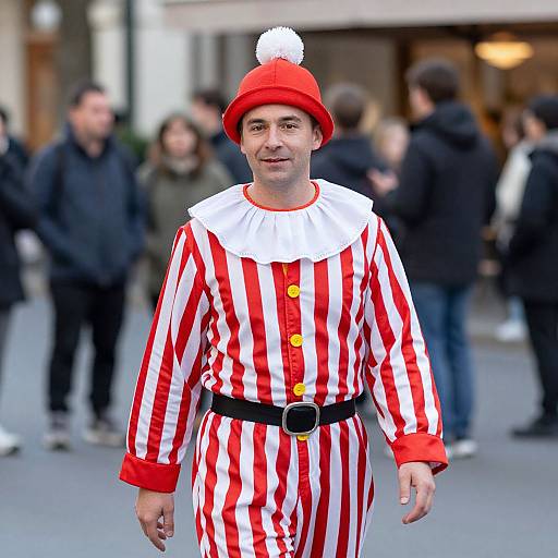 Clown in Red and White Stripes