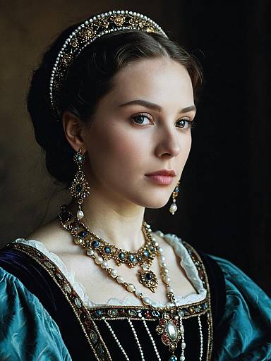 Woman in Renaissance Gown with Jewelry