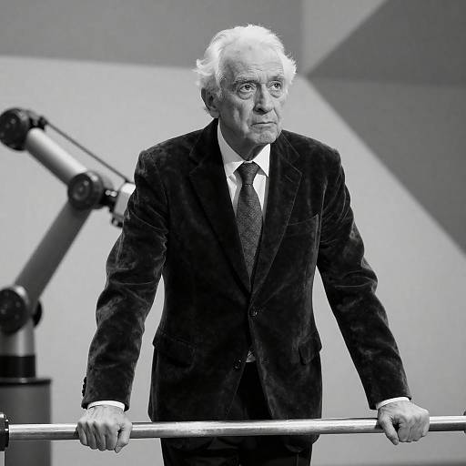 Elegant Elder with Robotic Contrast