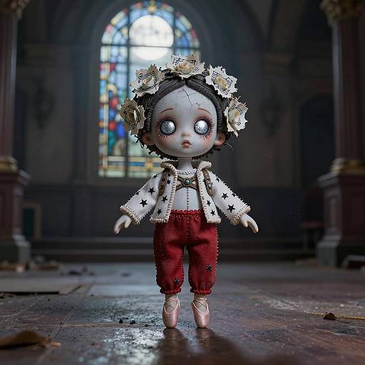 Ghostly Ballerina in Abandoned Ballroom