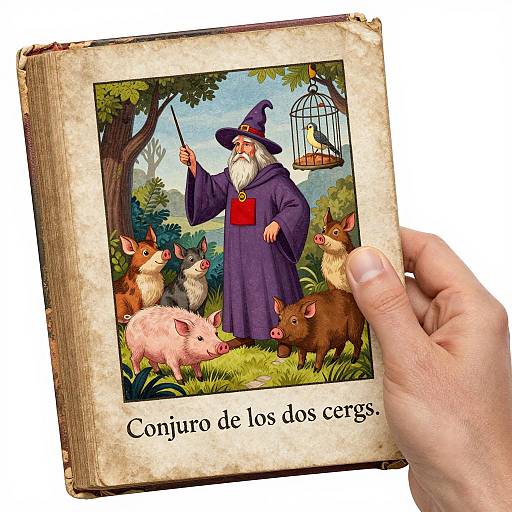 Colorful Wizard and Magic Book Illustration