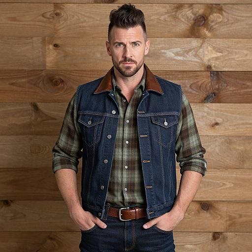 Rugged Man in Denim and Flannel