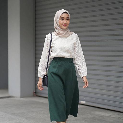 Elegant Asian Woman in Beige Hijab