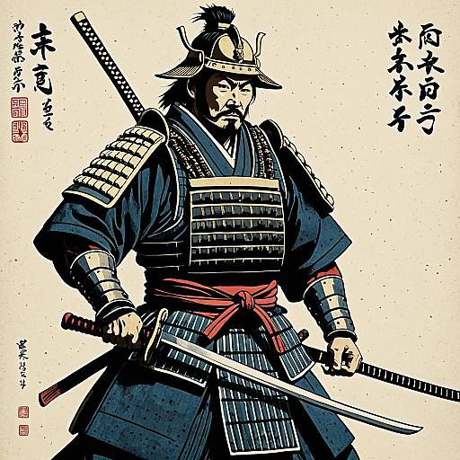 Ukiyo-e Style Samurai Warrior