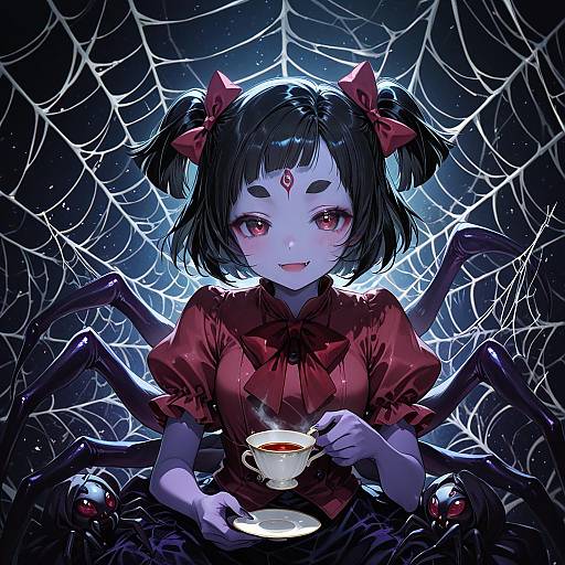 Illustration of Muffet, undertale in the style of Mura karuki