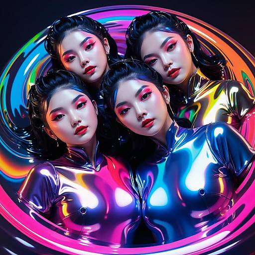 Futuristic PVC Models in Color Swirl