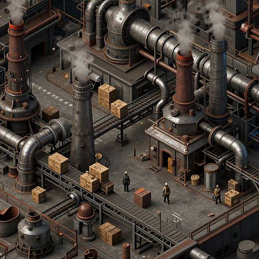 Isometric Futuristic Industrial Factory Scene