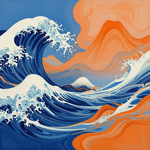 Abstract Waves and Mountains Merge