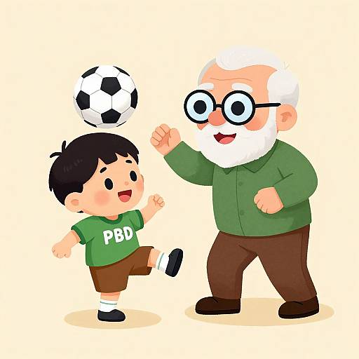 Playful Soccer Bonding Cartoon