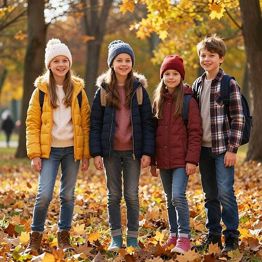 Joyful Russian Tweens in Autumn Park