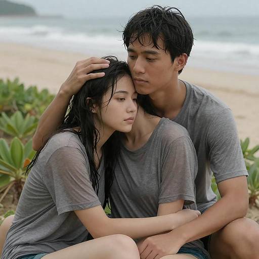 Romantic Beachside Embrace