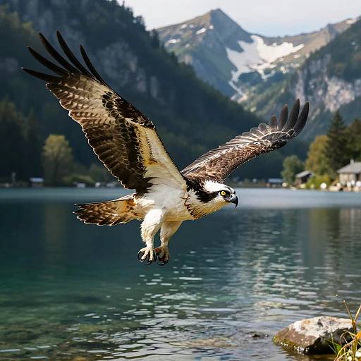 Regal Osprey Over Alpine Lake