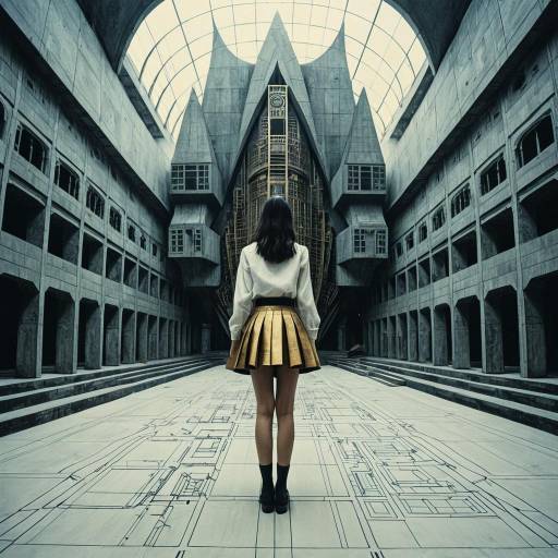 Woman in Futuristic Architectural Utopia