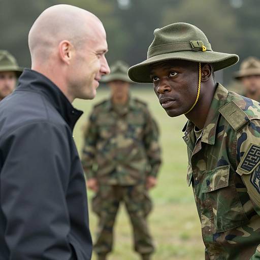Emotional Connection Among Soldiers Outdoors