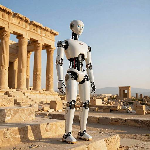 Calm Robot Amid Palmyra Ruins