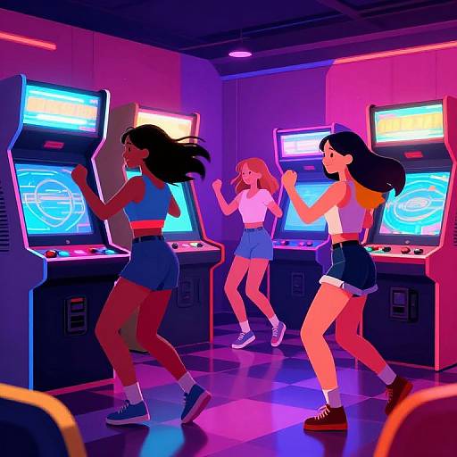Retro Arcade Tween Girls Dancing