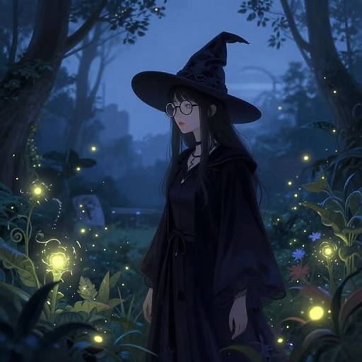 Witch in Enchanted Twilight Garden