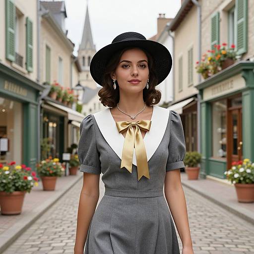Elegant Woman in Charming French Street