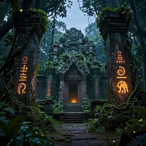 Mystical Latains Ruins in Jungle Twilight