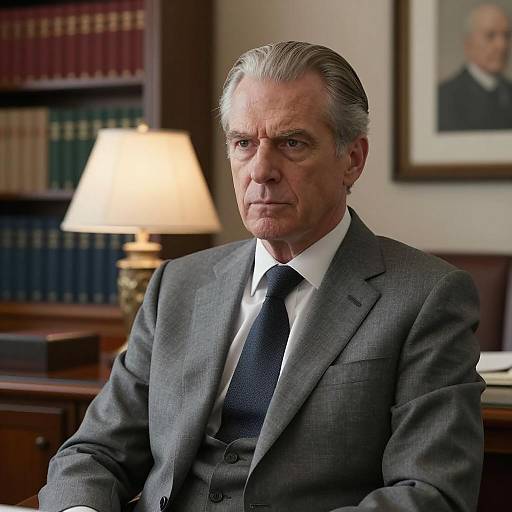 Serious Middle-Aged Man in Office Suit