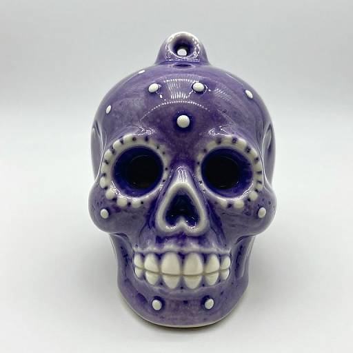 Purple Ceramic Sugar Skull Ornament