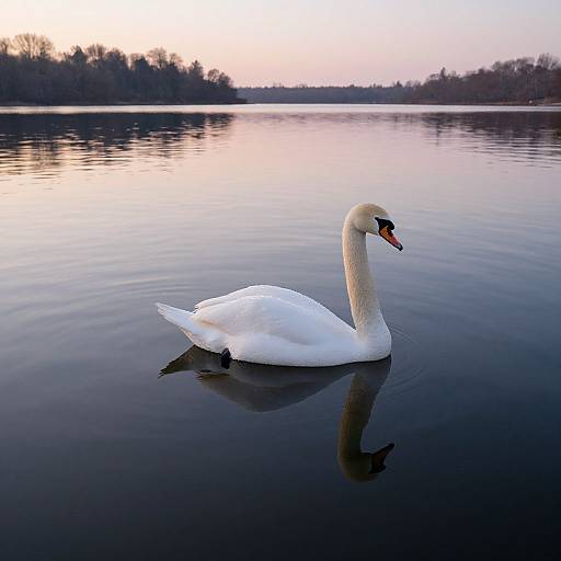 Impressionistic Lakeside Swan Panorama