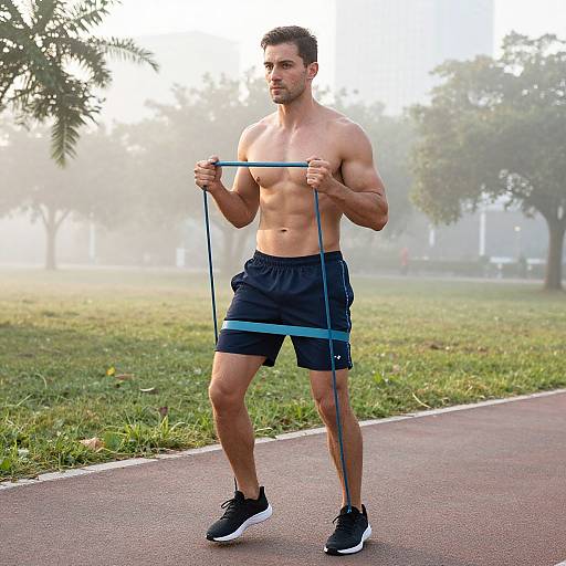 Confident Man with Six Pack at Dawn