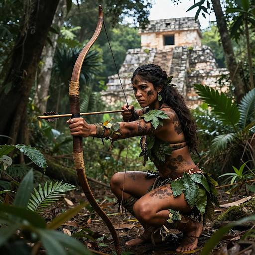 Mayan Female Warrior in Jungle
