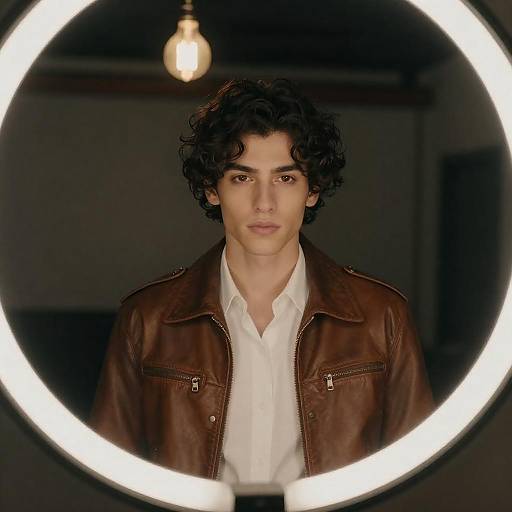 Young Man in Brown Leather Jacket Portrait