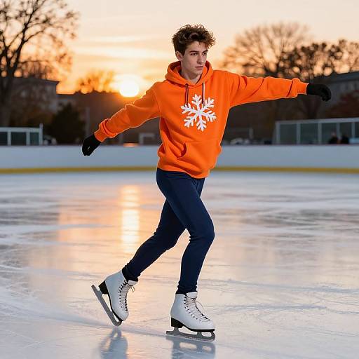 Bold Male Skater Practicing Spin