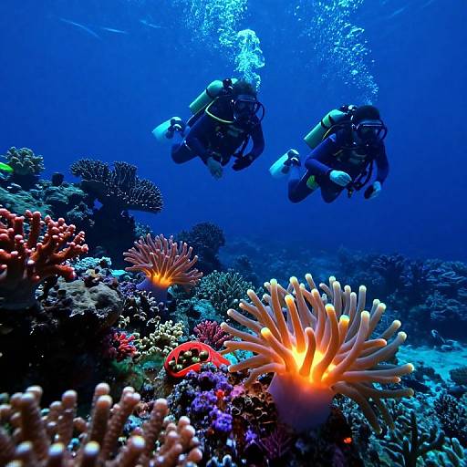 Cyberpunk Underwater Coral Exploration