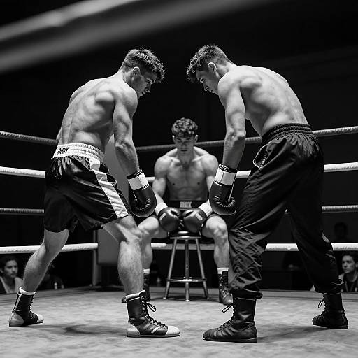 Intense Boxing Scene in Black and White
