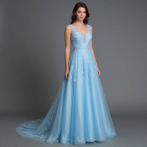 Elegant Light Blue A-line Prom Dress