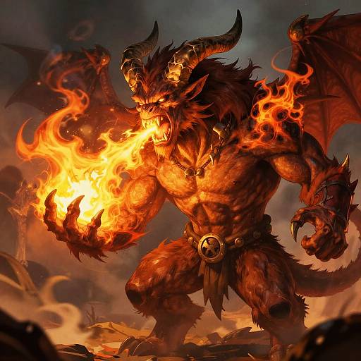 Furry Demon with Fiery Breath