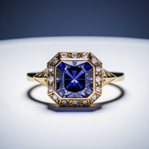 Art Deco Gold Ring with Tanzanite and Diamonds