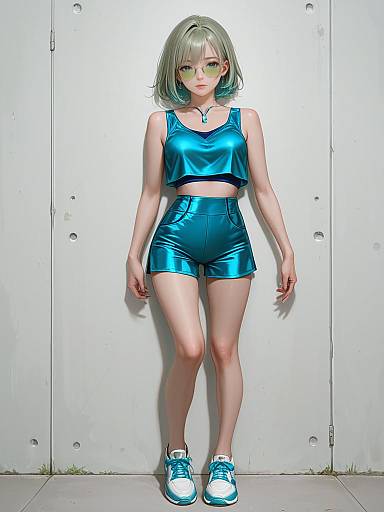 Sporty Chic Woman in Cobalt Outfit