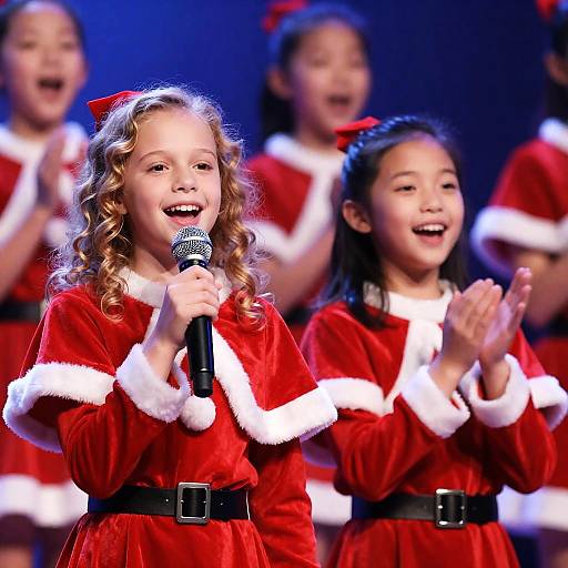 Cheerful Young Girls Singing Together